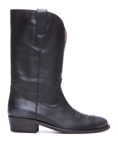 Via Roma 15 Texan Suede Boots In Black