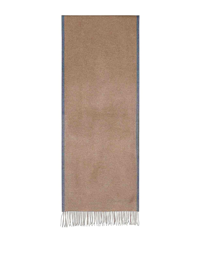 Ferragamo Two-tone Fringed-edge Silk Scarf In Camel