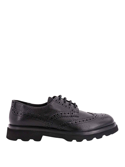 Doucal's Leather Lace-up Shoe In Negro