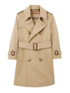 Burberry Pleat Detail Hooded Trench Coat In Beis