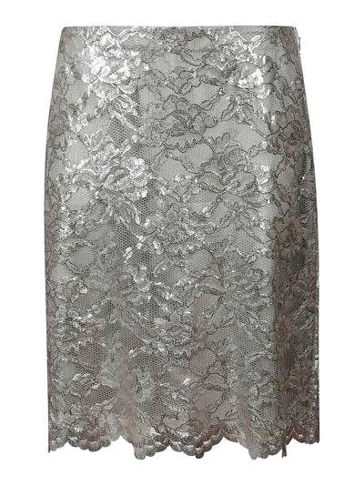 Aspesi Laced Metallic Skirt In Grey