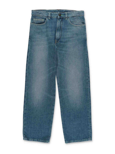 Palm Angels Kids'  Jeans Blu In Denim Di Cotone Bambino In Azul