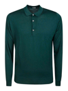 John Smedley Cotswold Wool Polo Sweater In Verde