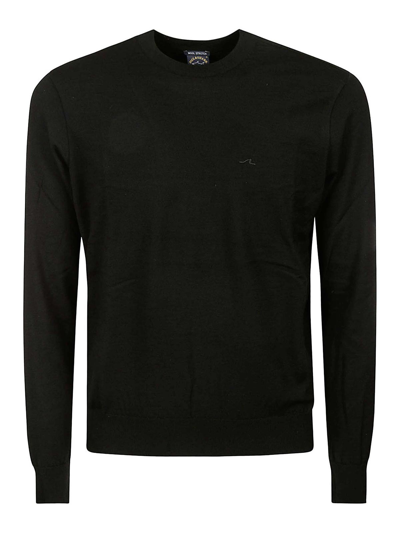 Paul & Shark Wool Stretch Crewneck With Embroidery In Negro