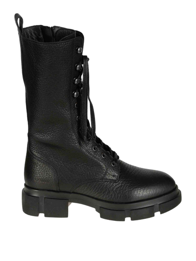 Copenhagen Leather Combat Boots In Black