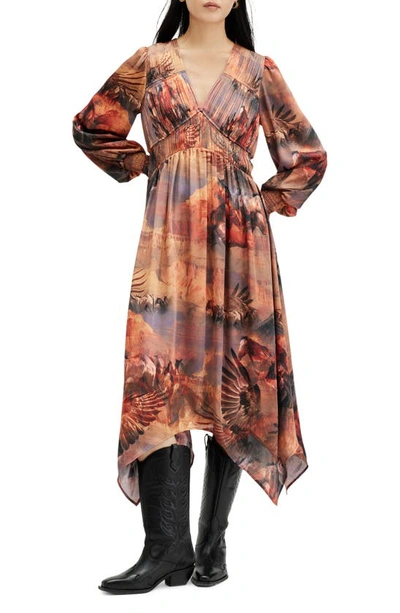 Allsaints Estelle Colca Asymmetric Maxi Dress In Canyon Purple