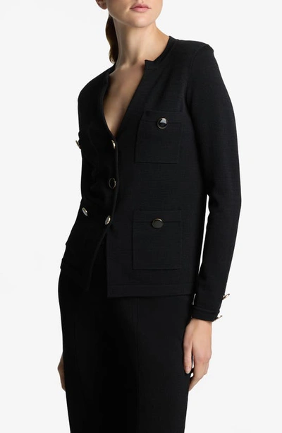 St. John Santiago Knit Button Jacket In Black