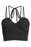 Topshop Ruched Halter Top In Black