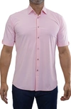 Maceoo Galileo Stretchcore Short Sleeve Performance Button-up Shirt In Pink