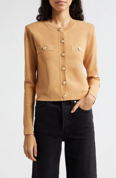 L Agence Toulouse Knit Cardigan In Soft Camel