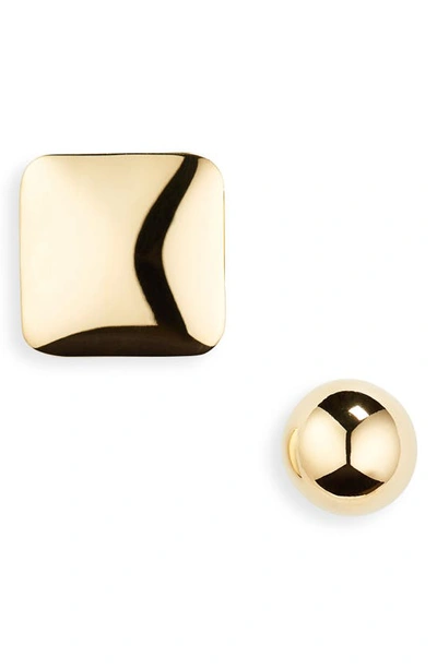 Jacquemus Les Rond Carré Mismatched Stud Earrings In Light Gold 270