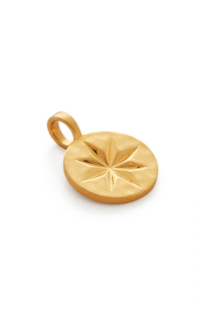Monica Vinader Guiding Star Round Pendant In Yellow Gold