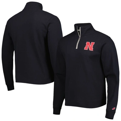 League Collegiate Wear Black Nebraska Huskers Stack Essential Lightweight Fleece Quarter-zip Sweatsh