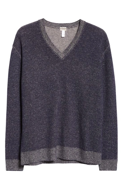 Massimo Alba Jeff Jaspé Linen & Cashmere V-neck Sweater In U501 Blu