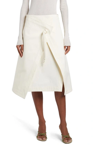 Bottega Veneta Wrap-effect Cotton-twill Midi Skirt In Dove
