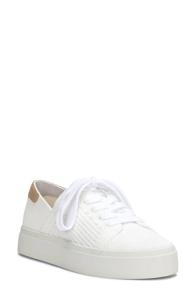 Lucky Brand Women's Talena Knit Lace-up Sneakers In White Two Tone Knit