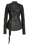 Rick Owens Fitted Long-sleeve V-neck Jacket With Double-breasted Closure In Black