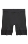 Meundies Feelfree Lace Trim Long Boyshorts In Black
