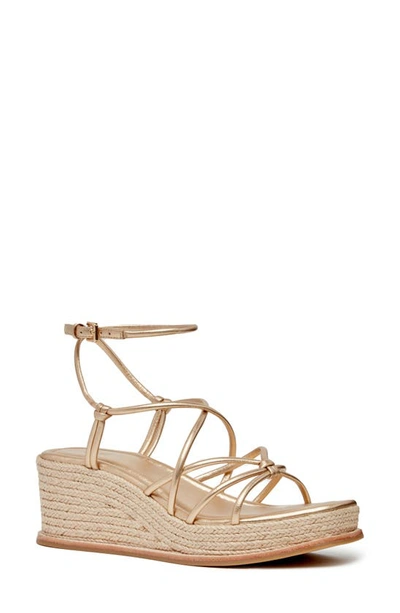 Paige Julia Ankle Strap Espadrille Platform Wedge Sandal In Dark Gold