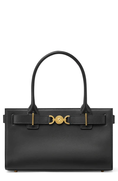 Versace Medusa '95 Crocodile-effect Tote Bag In Black/ Gold