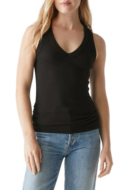 Michael Stars Blanche Ruched Side Top In Black