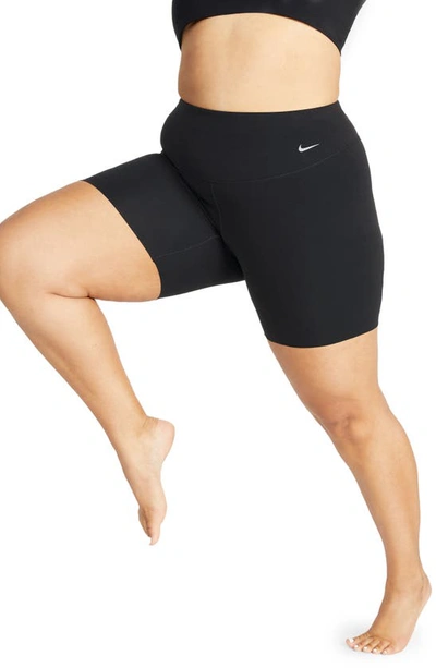 Nike Women's Zenvy Gentle-support High-waisted 8" Biker Shorts (plus Size) In Black/ Black