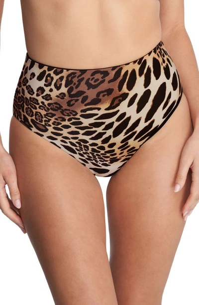 Natori Women's Riviera Reversible High Rise Bikini Bottom In Luxe Leopard,black