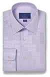 David Donahue Trim Fit Check Luxury Non-iron Dress Shirt In Lilac/ White