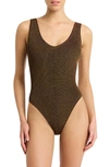 Bondeye Brown Mara Swimsuit In Cocoa Lurex