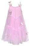 TRULY ME TRULY ME KIDS' BUTTERFLY EMBELLISHED TIERED TULLE PARTY DRESS