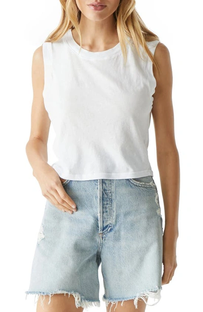 Michael Stars Johnnie Cropped Cotton Tank Top In White