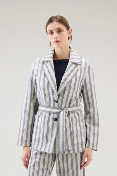 Woolrich Women Melton Blue Stripe Size M
