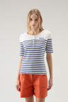 Woolrich Women Twilight Blue Stripe Size Xl In Twilight Blue Stripe