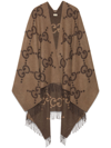 Gucci Gg-logo Reversible Cashmere Cape In Brown