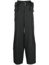 LOW CLASSIC GREY DOUBLE BELTED WIDE LEG TROUSERS