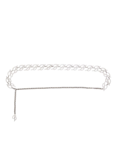 Blumarine Silver-tone Logo Chain Belt