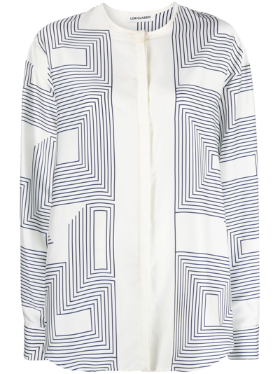 Low Classic Striped Satin Shirt In White