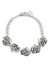 BLUMARINE SILVER-TONE ROSE CHARM CHOKER