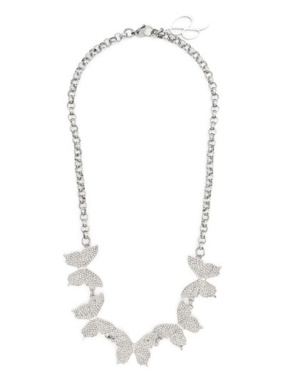 Blumarine Crystal-embellished Butterfly-charms Necklace In Silver