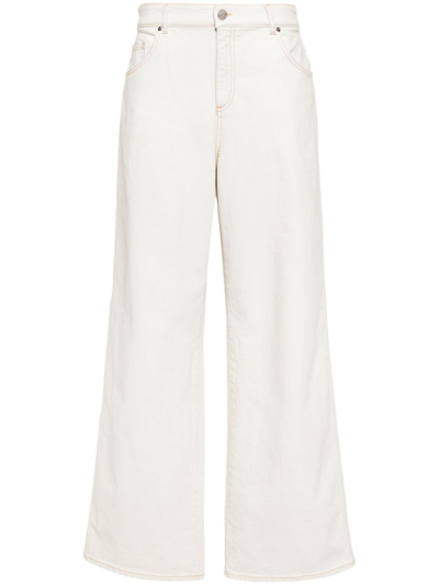 BLUMARINE WHITE WIDE-LEG COTTON JEANS - WOMEN'S - ELASTANE/COTTON