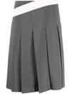 LOW CLASSIC GREY DIAGONAL STRIPE PLEATED MIDI SKIRT