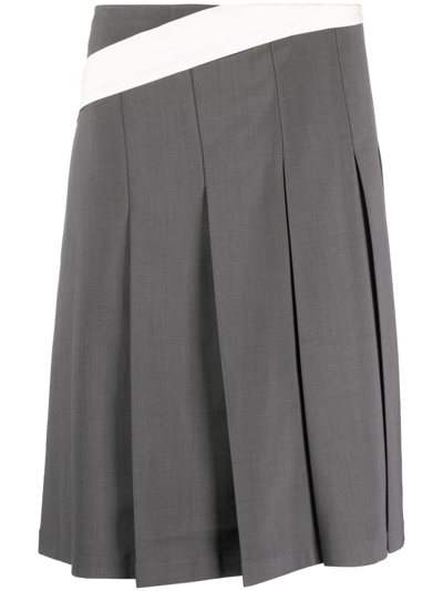 Low Classic Gray Wrap Midi Skirt In Grey