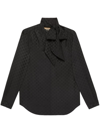 GUCCI BLACK GG-JACQUARD SATIN SHIRT