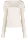 LOW CLASSIC NEUTRAL BOAT NECK DRAPED T-SHIRT