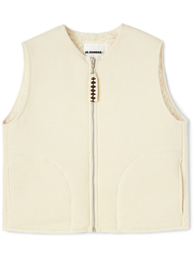 Jil Sander Zip-up Cotton Gilet In White