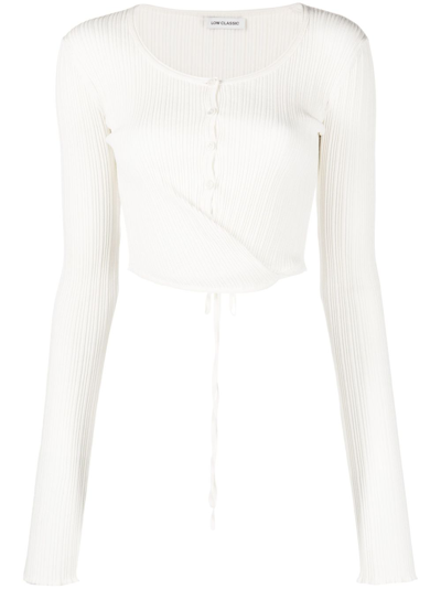 Low Classic Wrap-design Knitted Cardigan In Neutrals