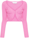 BLUMARINE PINK BUTTERFLY-EMBROIDERED CROPPED CARDIGAN
