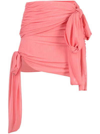Blumarine Bow Detail Draped Mini Skirt In Colour Carne Y Neutral