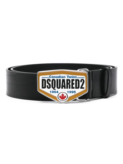 Dsquared2 Canadian Twins Leather Belt In Black