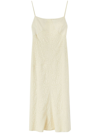 Jil Sander Lace-embroidery Square-neck Midi Dress In Neutrals
